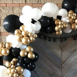 Gaeaspace   -  136pcs Black White Balloons Garland Arch Kit Chrome Metal Gold Latex Globos Graduation Theme Party Wedding Birthday Decorations