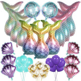 Gaeaspace  -  Large Mermaid Foil Balloons Mermaid Tail Latex Balloon Fish Mermaid Party Globos Birthday Party Wedding Decorations Baby Showers