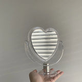 Gaeaspace  -  New Acrylic Double Side Makeup Mirror Heart Shaped Cosmetic Mirror Transparent Base Home Bedroom Desktop Make Up Mirror