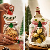 Gaeaspace  -  Christmas Candy Jar Glass Vertical Pattern Sealed Jar Gifts Snack Nut Chocolate Storage Box Food Grade Glass Storage Jar Bottle