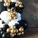 Gaeaspace   -  136pcs Black White Balloons Garland Arch Kit Chrome Metal Gold Latex Globos Graduation Theme Party Wedding Birthday Decorations