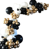 Gaeaspace   -  136pcs Black White Balloons Garland Arch Kit Chrome Metal Gold Latex Globos Graduation Theme Party Wedding Birthday Decorations