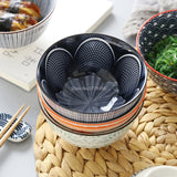 Gaeaspace  -  4 Pcs/set 4.5 Inch Rice Bowl Ceramic Tableware Thread Underglaze Color Support Oven and Dishwasher