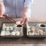 Gaeaspace  -  Ceramic Dish Dumplings Bowl Sushi Plate with Sauce Dish Kitchen Tableware Dinner Plates Dessert Cake Fruit Plate Tray