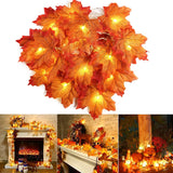 Gaeaspace  -  2/3/6M Christmas Decoration Artificial Maple Leaf Leaves LED Light String Lantern Garland Home Party DIY Deco Halloween New Yea