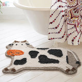 Gaeaspace  -  Cow Bathroom Mat Fluffy Flocking Carpet Bath Tub Side Anti Slip Rug Floor Pad Animal Doormat Home Kids Room Nursery Decor