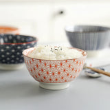 Gaeaspace  -  4 Pcs/set 4.5 Inch Rice Bowl Ceramic Tableware Thread Underglaze Color Support Oven and Dishwasher