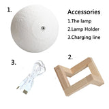 Gaeaspace  -  3D Print Rechargeable Moon Lamp LED Night Light Creative Touch Switch Moon Light For Bedroom Decoration Birthday Gift