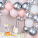 Gaeaspace  -  63Pcs Metal Silver Macaron Pink Garland Arch Kit Latex Confetti Balloons Decorations Wedding Kids Girls Birthday Party Supplies