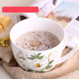 Gaeaspace  - 600ml Creative Ceramic Mug with Cover Chinese Style Special Slotted Cup Breakfast bowl Mug Office Fancy Gift for Tea Drinker