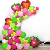 Gaeaspace  -  Summer Fruit Party Pink Green Rose Red Latex Balloon Garland Arch Set Strawberry Aluminum Mold Ball Girl Birthday Giftdecoration