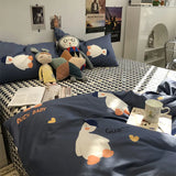 Gaeaspace  -  Cute cartton blue duck bedding set kid teen man boy,cotton twin full queen King home textile bed sheet pillow case quilt cover