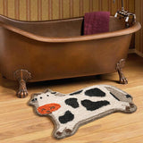 Gaeaspace  -  Cow Bathroom Mat Fluffy Flocking Carpet Bath Tub Side Anti Slip Rug Floor Pad Animal Doormat Home Kids Room Nursery Decor