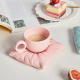 Gaeaspace  -  Nordic Style Ceramic Cup with Pillow Coaster Creative Couple Coffee Cup Tea Cups Saucers Christmas Gift Box Set Drinkware