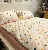 Gaeaspace  -  Cute sweet heart bedding set,simple single double cotton twin full queen King home textile bed sheet pillow case quilt cover