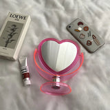 Gaeaspace  -  New Acrylic Double Side Makeup Mirror Heart Shaped Cosmetic Mirror Transparent Base Home Bedroom Desktop Make Up Mirror