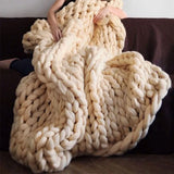 Gaeaspace  -  Hand Chunky Knitted Blanket Fashion Chunky Hand-Woven Coarse Carpet Blanket Home Textile Knitted Soft Blanket