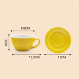 Gaeaspace  -  200ml European Macaron Wide Mouth Cappuccino Coffee Cup with Saucer Set Creative Minimalist Colored Glaze Espresso Milk Mug