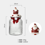 Gaeaspace  -  Christmas Candy Jar Glass Vertical Pattern Sealed Jar Gifts Snack Nut Chocolate Storage Box Food Grade Glass Storage Jar Bottle