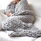 Gaeaspace  -  Hand Chunky Knitted Blanket Fashion Chunky Hand-Woven Coarse Carpet Blanket Home Textile Knitted Soft Blanket