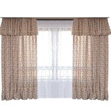 Gaeaspace  -  Korean Ins Cotton Linen Semi-Blackout Curtains for Living Room, Rural Floral Ruffles, Pastoral Style Window Drapes with Valance