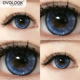 Gaeaspace  -  1 Pair Natural Blue Lenses Colored Contact Lenses for Myopia Eyes Beauty Cosmetic Eye Color Lens Yearly Use 14.2MM