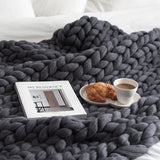 Gaeaspace  -  Hand Chunky Knitted Blanket Fashion Chunky Hand-Woven Coarse Carpet Blanket Home Textile Knitted Soft Blanket