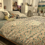 Gaeaspace  -  Pastoral green flower bedding set teen adult girl,fashion cotton twin full queen home textile bed sheet pillow case quilt cover