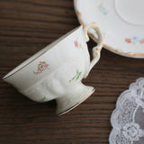 Gaeasapce  -  Coffee Cup Korean Retro Creamy Yellow Pastoral Floral Tracery Gold Ceramic English Afternoon Dessert Flower Tea Cup and Saucer