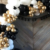 Gaeaspace   -  136pcs Black White Balloons Garland Arch Kit Chrome Metal Gold Latex Globos Graduation Theme Party Wedding Birthday Decorations