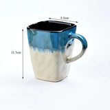 Gaeaspace  -  Creative Flow Glaze Square Coffee Mug with Spoon and Lid Retro Tea Cup Simple Household Matte Color Ceramic Milk Water Cup Gift