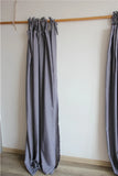 Gaeaspace  -  Grey Semi-blackout Curtain for Living Room Bedroom, Custom Solid Color Ties Up Gray Window Drapes, Easy Install Home Deco Fabric