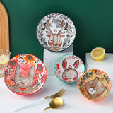 Gaeaspace  -  Cartoon Animal Porcelain Dinner Plate Cute Children's Bowl Christmas Decoration Dishes Household Ceramic Elk Bear Rabbit Bowl