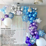 Gaeaspace  -  121pcs Metallic Chrome Purple Blue Silver White Balloon Arch Garland DIY Kit Decortion Frozen Girls Birthday Baby Shower Party