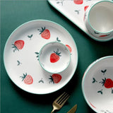 Gaeaspace  -  Cute Strawberry Kitchen Ceramic Plate Tableware Set Food Dishes Rice Steak Salad Noodles Bowl Soup Kitchen Cook Tool 1pc