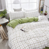 Gaeaspace  -  Classic Black White Grid Bedding Set Fashion Single Double Bed Linens Cover Quilt Pillowcase for Girl Boy Home Textile