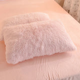 Gaeaspace  - Luxury Pure Color Plush Shaggy Warm Fleece Girl Bedding Set Mink Velvet Single Double Duvet Cover Set Pillowcase Home Textiles