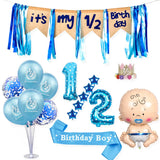 Gaeaspace  -  It's My 1/2 Birthday Party Decor Banner Hat Birthday Boy/Girl Shoulder Strap Half Year 6 Months Birthday Balloons Baby Shower