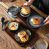 Gaeaspace  -  Japanese Style Dinnerware Set Breakfast Dessert Bowl Ceramic Dinner Set with Bowl Spoon and Tray Three-piece Kitchen Accessories