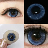 Gaeaspace  -  1 Pair Natural Blue Lenses Colored Contact Lenses for Myopia Eyes Beauty Cosmetic Eye Color Lens Yearly Use 14.2MM