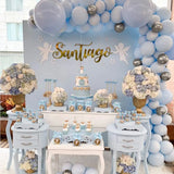 Gaeaspace  -  130pcs Blue Silver White Garland Arch Set Confetti Ballon For Baby Shower Gender Exposure Wedding Girl Birthday Party Decoration