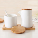 Gaeaspace  -  3pcs Ceramic Seasoning Bottle Nordic Style Kitchen Seasoning Jar   Set Wooden Lid Salt Shaker Seasoning Jar Kitchen Accessories