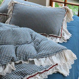 bedding Cotton Lace Plaid Washed Cloud Crepe Yarn Dyed Double Layer Yarn Cotton French Skin-Friendly Bedding Four-Piece Set