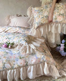 Gaeaspace  -  Vintage fairyfair flower rose bedding set,full queen king elegant ruffled double home textile bed sheet pillow case quilt cover