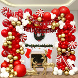 Gaeaspace  -  Christmas Balloons Garland Arch Kit Lolipop Candy Cane Foil Baloon Red BallonChristmas Decoration New Year Gifts Kids Toy