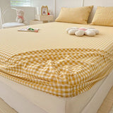 Gaeaspace  -  Washed Cotton Fitted Sheet Non Slip Fitted Sheet Elastic Band Around Mattress Cover Bed Cover And Pillowcase