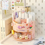 Gaeaspace  -  Office Supplies Rotary Pen Holder Student Desktop Large Capacity Divided Stationery Sorting and Storage Box Girl Cosmetics Box