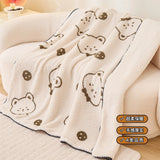 Gaeaspace  -  Modern Simple Winter Alpaca Thickened Blanket Soft Skin-friendly Cartoon Bear Sofa Blanket Casual Office Lunch Break Blanket