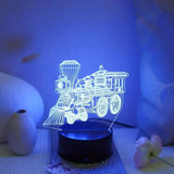 Gaeaspace  -  1pc  Train  3D Night Light, 3D Optical Illusion Lamp With Touch, 7-Color Changing Ambient Light For Bedroom