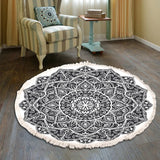 Gaeaspace  -  Hand Woven Cotton Linen Carpet Retro Bohemian Round Bedside Geometric Floor Mat Living Room Home Decor Boho Mandala Tassel Rug